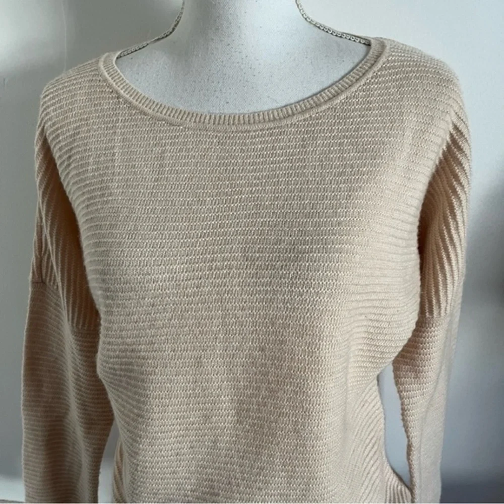 J. Crew • Ivory Cream Ribbed Stitch Dolman Wool Sweater